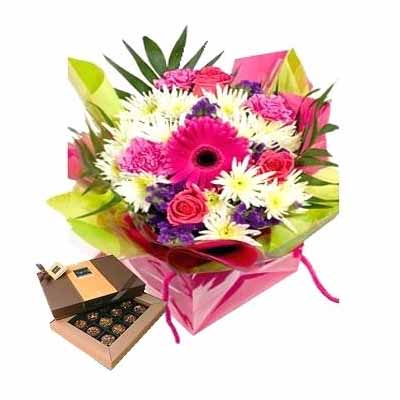 Flowers with assorted chocolates