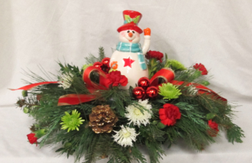 Christmas Floral Arrangement Snowman