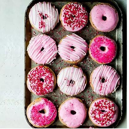 Pink Chocolate Covered Donuts