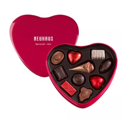 Neuhaus Red Metal Heart Box 10 Chocolates