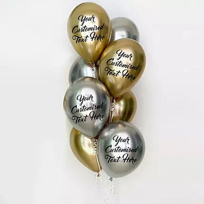 Gold and silver with Customized Text Balloons