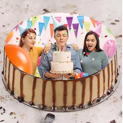 Enticing Birthday Butterscotch Photo Cake Half Kg
