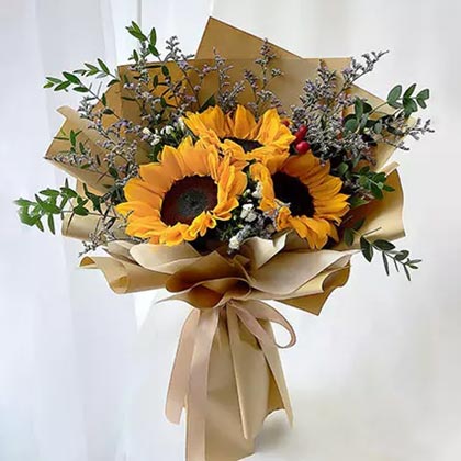 Mesmerising Sunflowers Beautifully Tied Bouquet