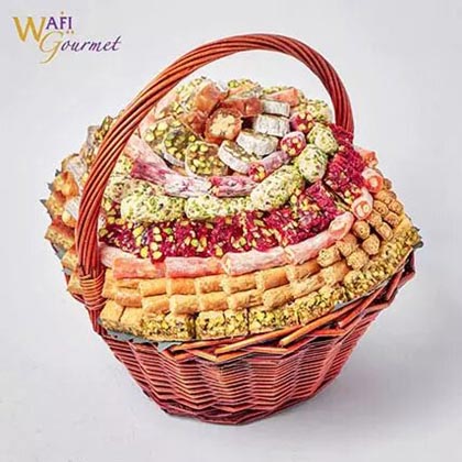 Basket of Mix Baklava and Turkish Delight