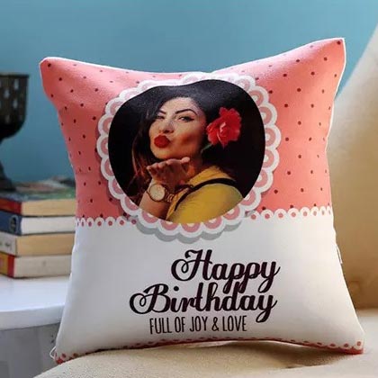Personalised Joy and Love Birthday Cushion
