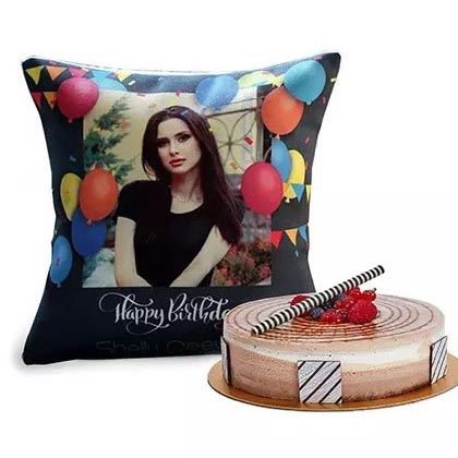 Birthday Balloon Cushion with Triple Choco Cake