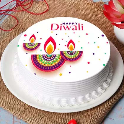 Diwali Diyas Print Cake 4 Portion