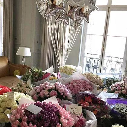 600 Mixed Flowers and Balloon Arrangement