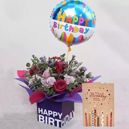 Birthday Balloon Flower and Card Combo