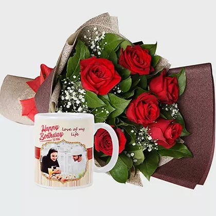 Roses Bouquet and Personalised Mug